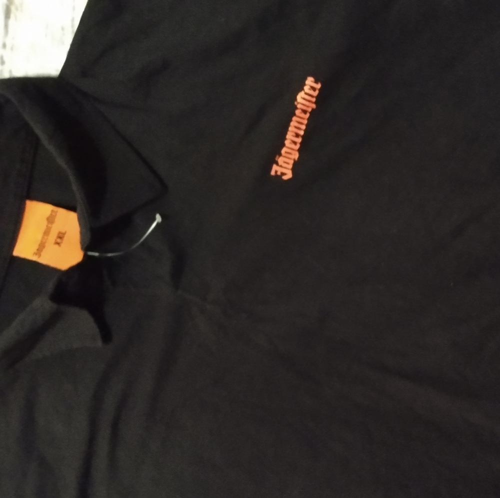 Unisex polo style black XXL short sleeve button up collard